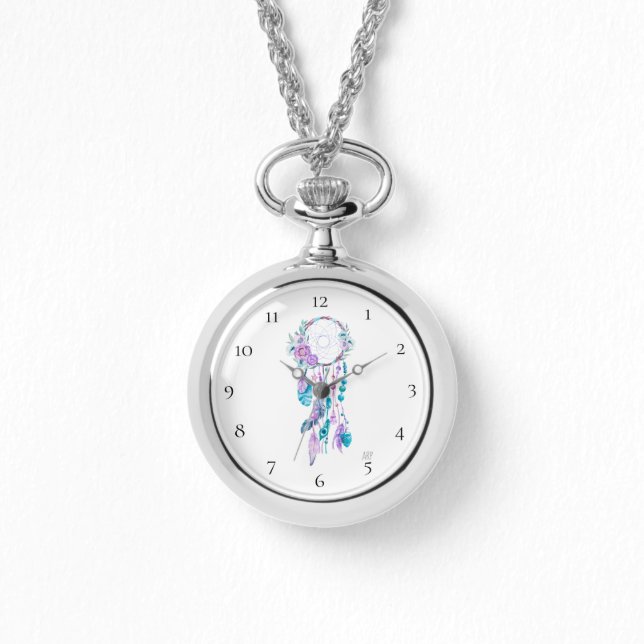*~* Dreamcatcher Boho Flowers Tribal Bead Feather Watch (Front)