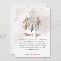 Dreamcatcher Boho Pastel Baby Show Thank You Card