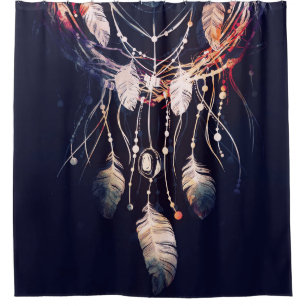 Dreamcatcher, branches, boho style, digital art. shower curtain