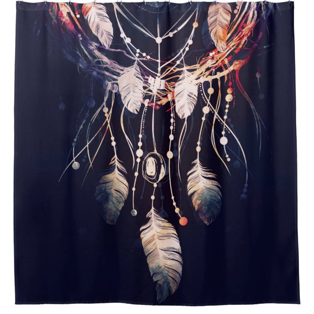 Dreamcatcher, branches, boho style, digital art. shower curtain (Front)