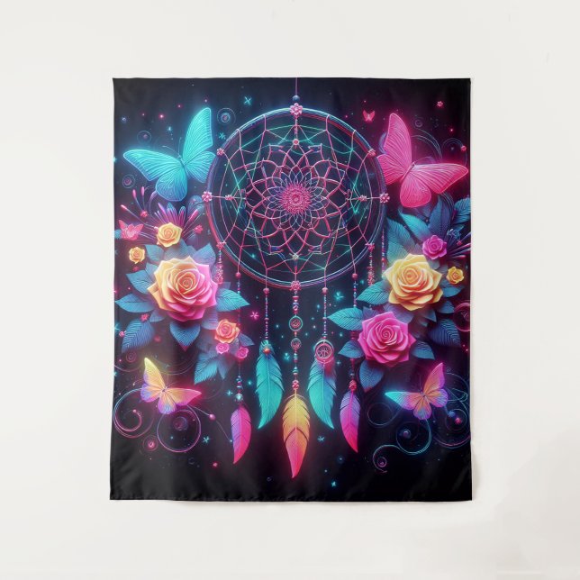 Dreamcatcher, Butterflies & Roses Tapestry (Front)
