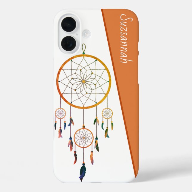 Dreamcatcher Colourful Feathers Boho Custom Name Case-Mate iPhone Case (Back)