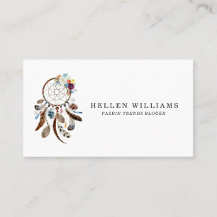 Dreamcatcher colourful flowers & feathers business card
