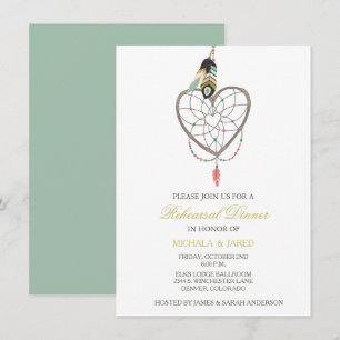Dreamcatcher Feather Wedding Rehearsal Invitation
