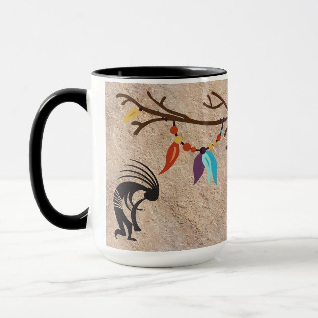 Dreamcatcher feathers tree Kokopelli Mug (Left)