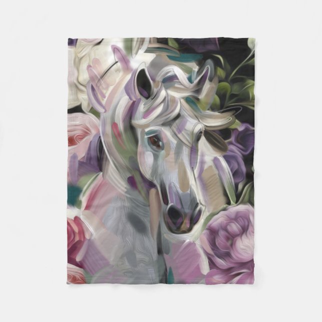 'Dreamcatcher' horse art fleece blanket. Small (Front)