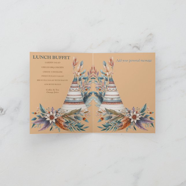 Dreamcatcher in a Bohemian theme Invitation (Inside)