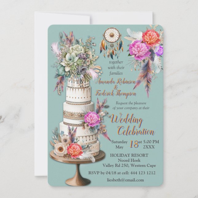 Dreamcatcher in a Bohemian theme Invitation (Front)