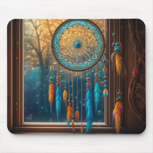 Dreamcatcher in a Window Fall Leaves Mouse Mat (Front)