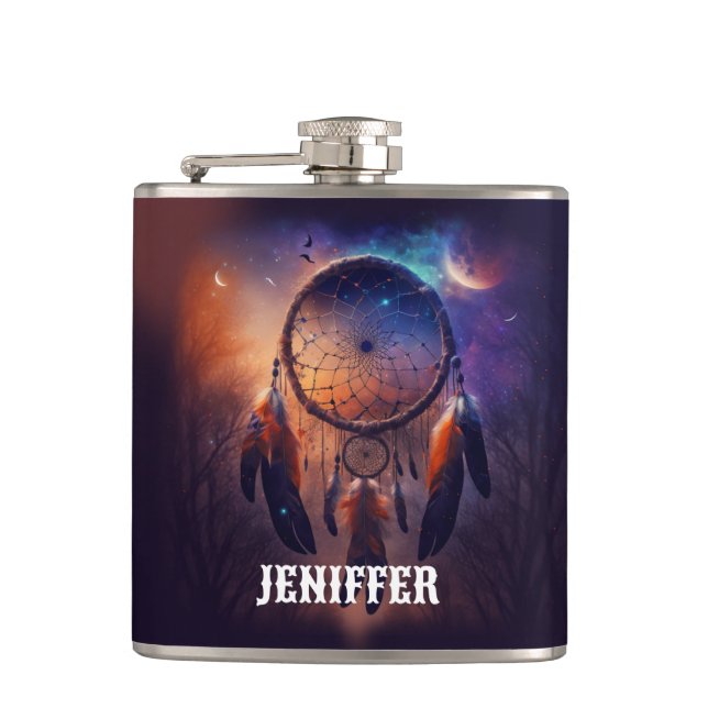 Dreamcatcher in forest forest                      hip flask (Front)