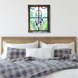 Dreamcatcher in Window   Boho Art Canvas Print