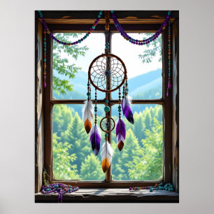 Dreamcatcher in Window Boho Art Poster