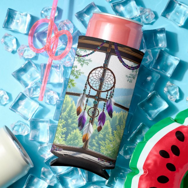 Dreamcatcher in Window | Boho Art Seltzer Can Cooler (In Situ Summer)