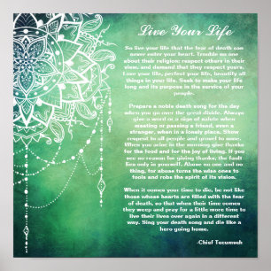Dreamcatcher, Live Your Life Native American Poem Poster