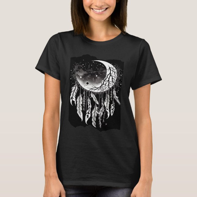 Dreamcatcher Moon Boho Artwork  2 T-Shirt (Front)