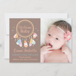 Dreamcatcher New Baby Newborn Birth Announcement 2
