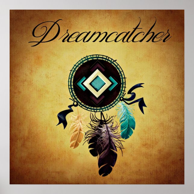 Dreamcatcher On a Golden Grunge Background Poster (Front)