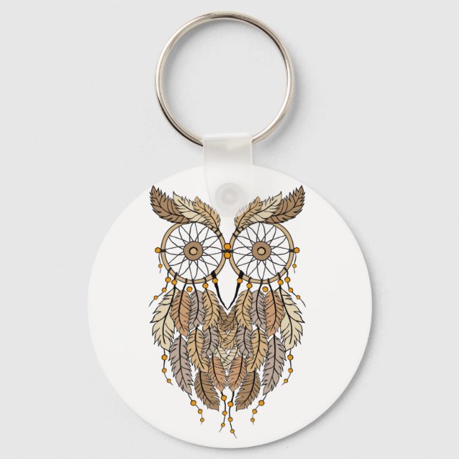 dreamcatcher owl, tribal dream catcher key ring (Front)