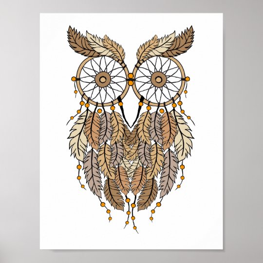 dreamcatcher owl, tribal dream catcher poster