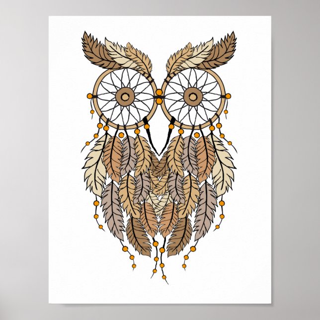 dreamcatcher owl, tribal dream catcher poster (Front)