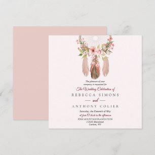 Dreamcatcher   Simple Square Wedding Invitation