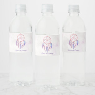 Dreamcatcher Sleepover Birthday Party Water Bottle Label