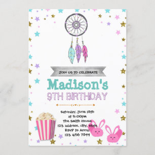 Dreamcatcher sleepover party birthday invitation