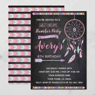 Dreamcatcher Slumber Party Invitation Chalkboard