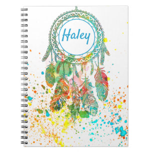 Dreamcatcher splatter personalised  notebook