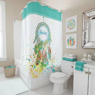 Dreamcatcher splatter personalised  shower curtain