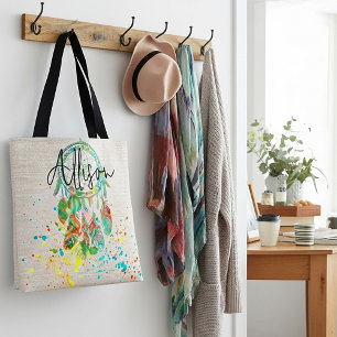 Dreamcatcher splatter personalised tote bag