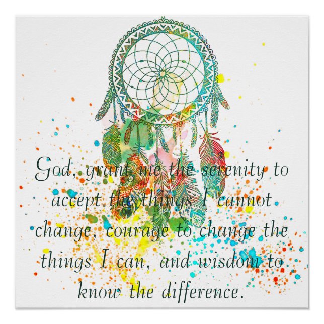 Dreamcatcher splatter serenity prayer poster (Front)