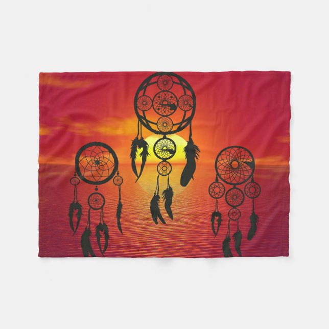 Dreamcatcher Sunset Fleece Blanket (Front (Horizontal))