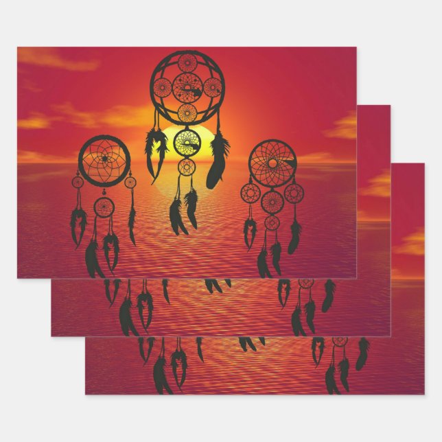 Dreamcatcher Sunset Wrapping Paper Sheet (Set)