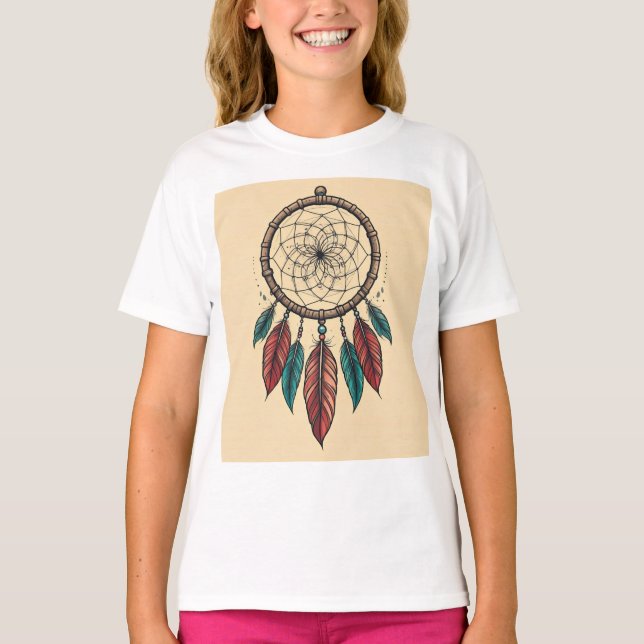 Dreamcatcher Tattoo Sketch - Polynesian-Inspired D T-Shirt (Front)