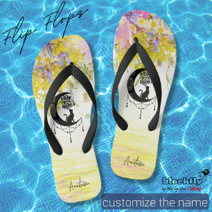 Dreamcatcher with cat Follow your dreams beach Flip Flops