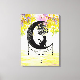 Dreamcatcher with cat   Follow your dreams Canvas Print