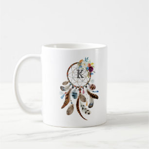 Dreamcatcher with flowers & feathers coffee mug