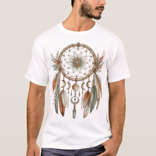 Dreamcatcher With Moon Phases And Feathers T-Shirt
