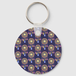 Dreamcatchers Feathers Watercolor Seamless Texture Key Ring