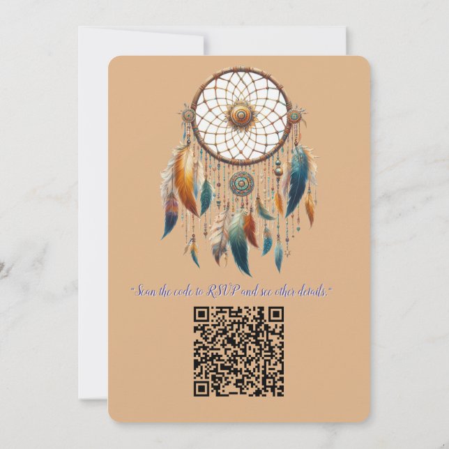 Dreamcatchers in a Bohemian theme Invitation (Back)