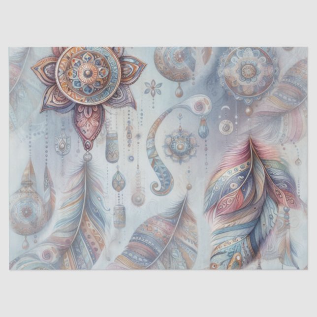 Dreamcatchers in a Bohemian theme Tissue Paper (Front)