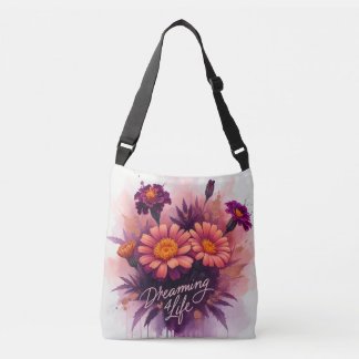Dreamer 4 Life - Watercolor Marigold Floral Crossbody Bag
