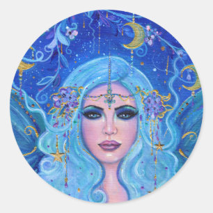 Dreamer fairy with gold accents by Renee Lavoie Classic Round Sticker