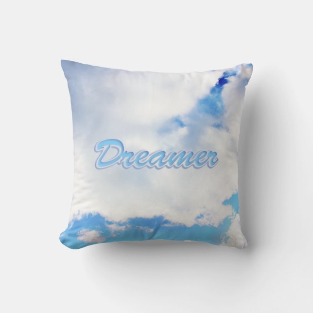 Dreamer Puffy White Clouds and Blue Sky Cushion (Front)