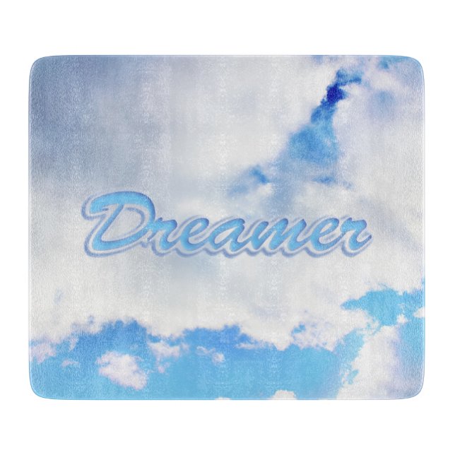 Dreamer Puffy White Clouds and Blue Sky Cutting Board (Front)