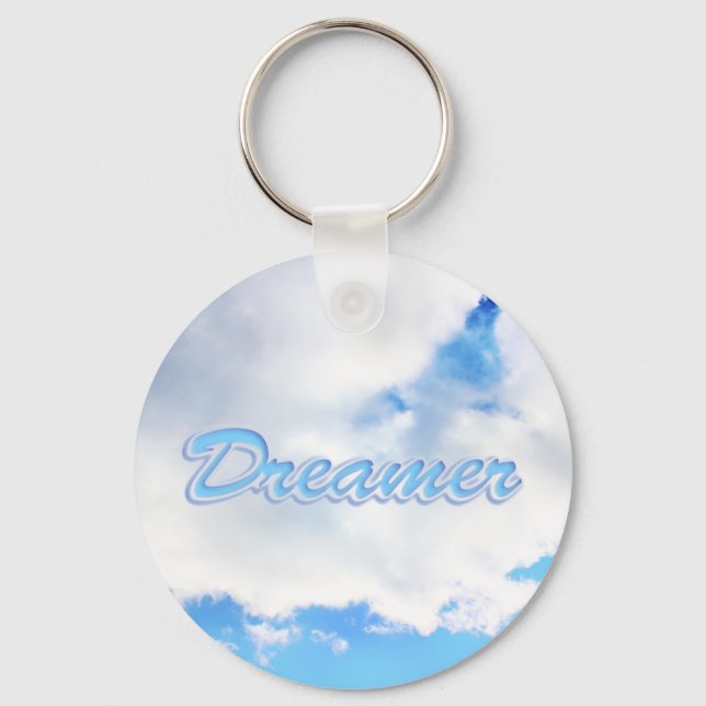 Dreamer Puffy White Clouds and Blue Sky Key Ring (Front)