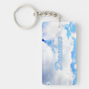 Dreamer Puffy White Clouds and Blue Sky Key Ring