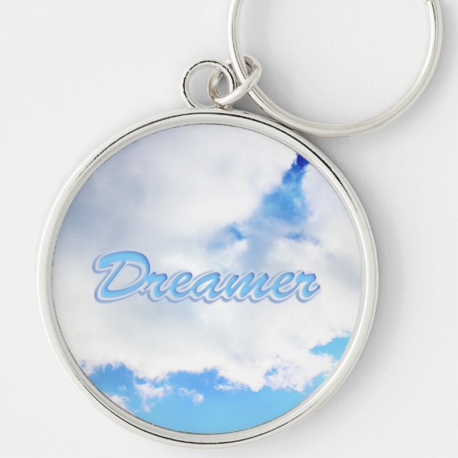 Dreamer Puffy White Clouds and Blue Sky Key Ring (Front)