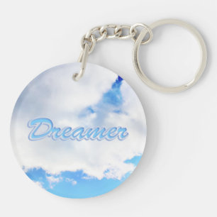 Dreamer Puffy White Clouds and Blue Sky Key Ring